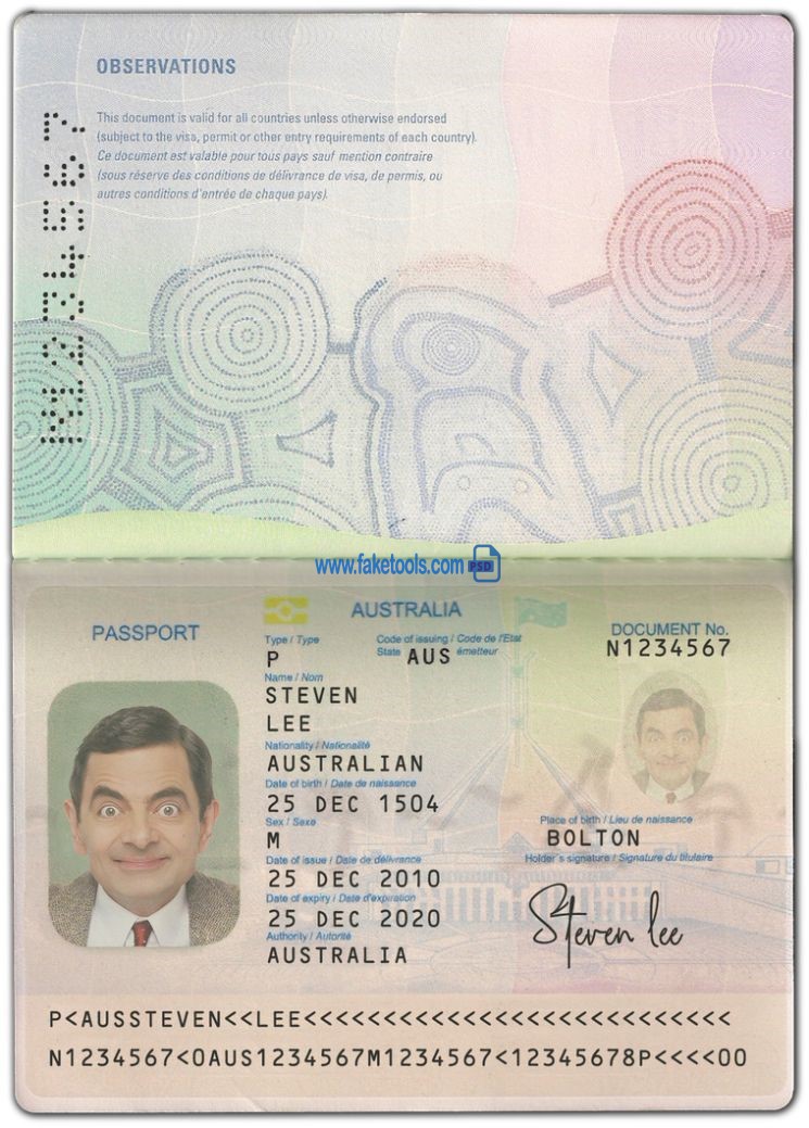 Australia Passport psd template