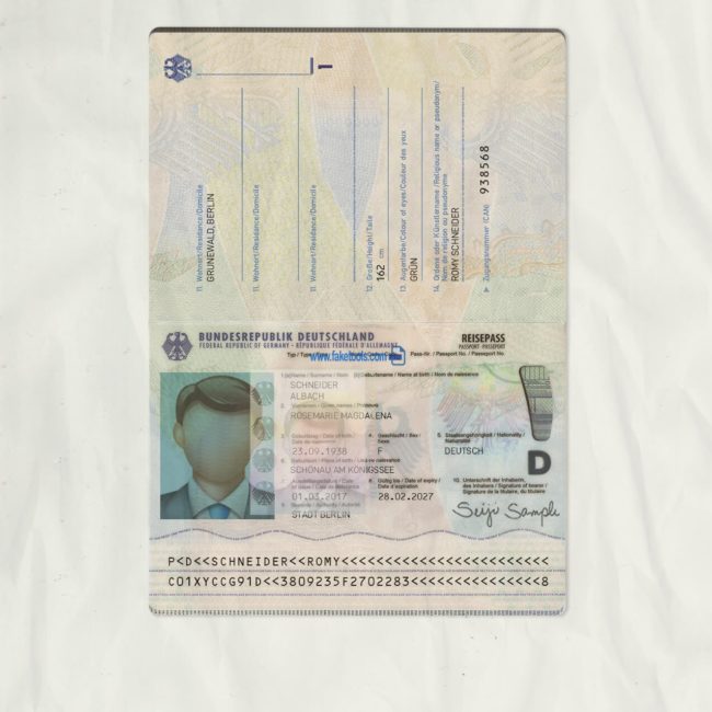 Germany passport psd template