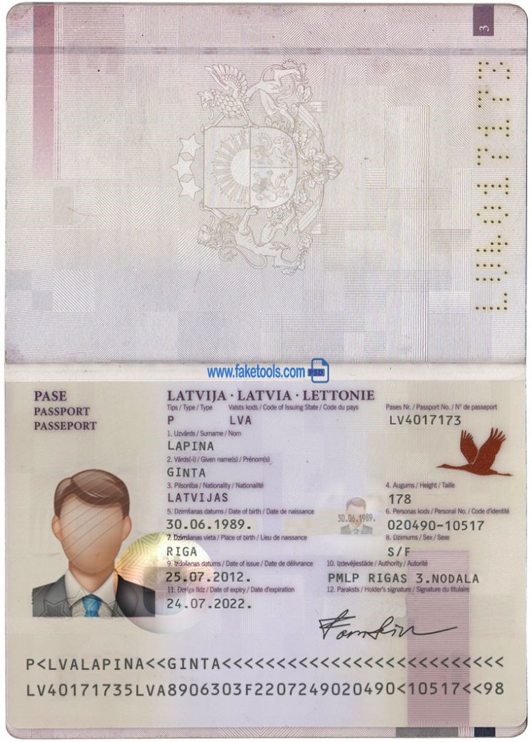 Latvia Passport psd template