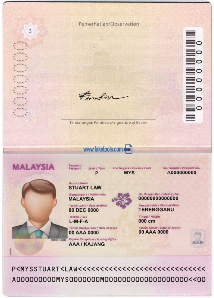 Malaysia passport psd template