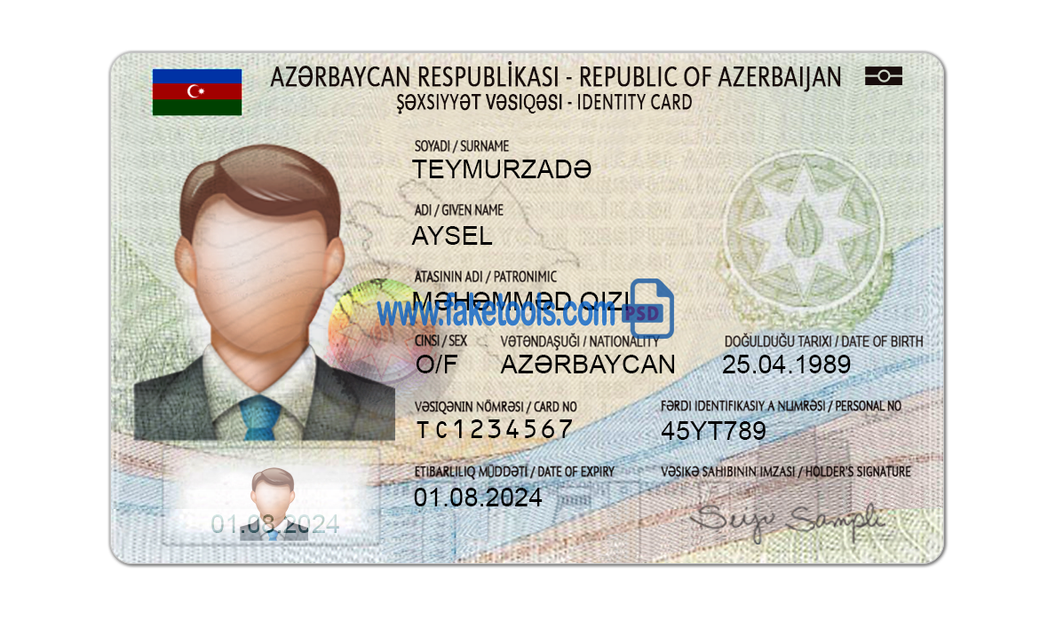 Azerbaijan ID Card Psd Template