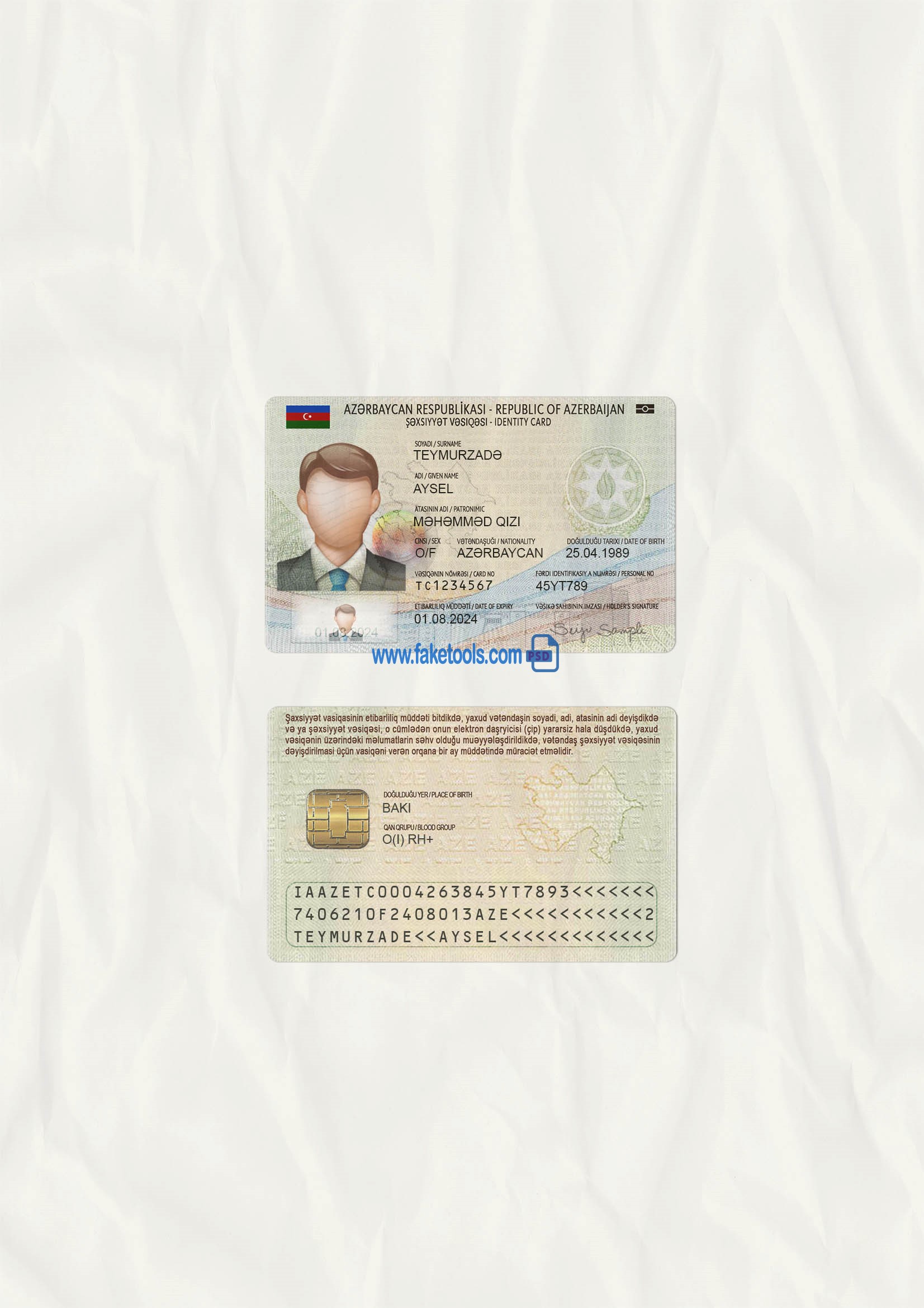 Azerbaijan ID Card Psd Template