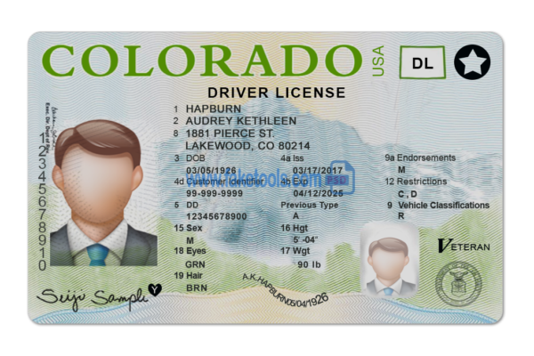 Colorado driver license Psd Template