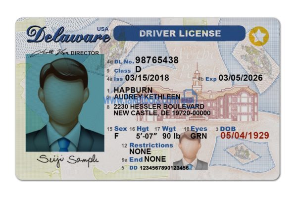 Delaware driver license Psd Template