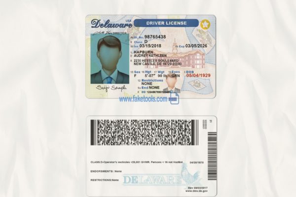 Delaware driver license Psd Template