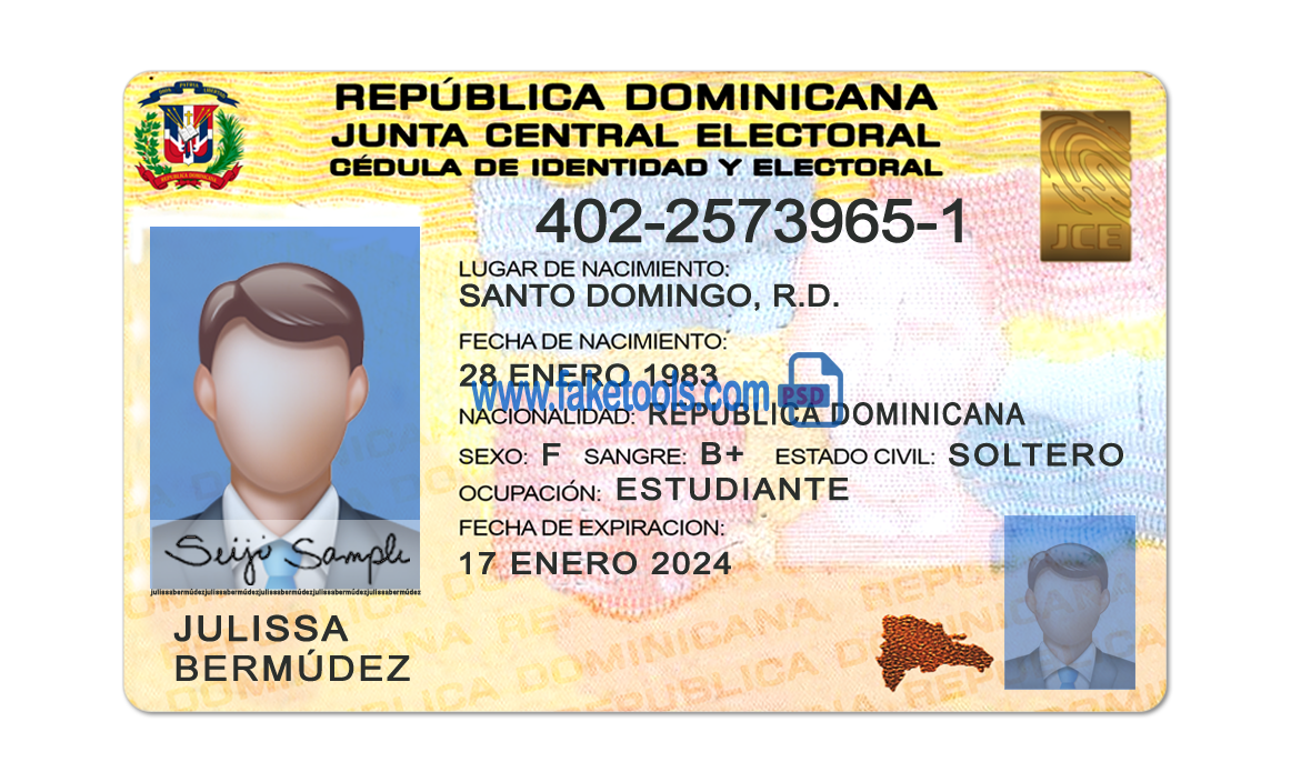 Dominican Republic ID Card Psd Template