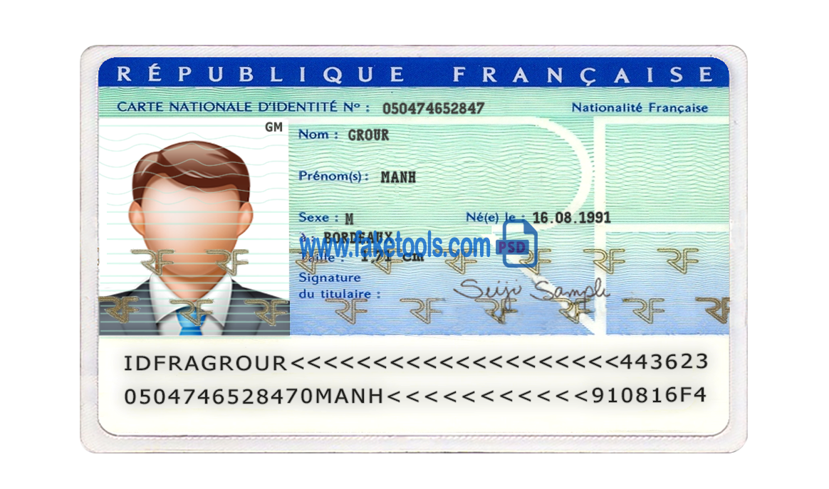 France ID Card Psd Template