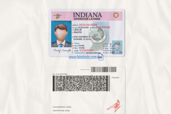 Indiana driver license Psd Template