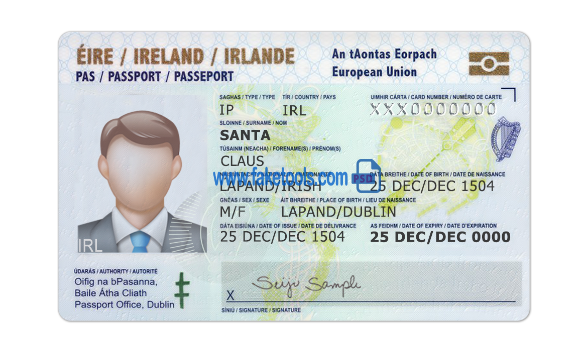 Ireland ID Card Psd Template