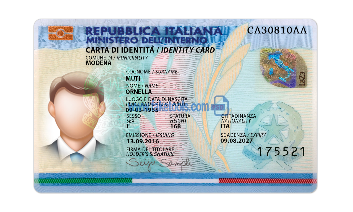 Italy ID Card Psd Template