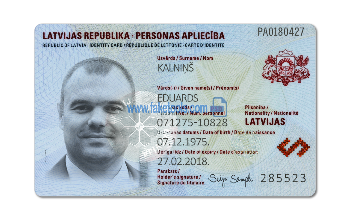 Latvia ID Card Psd Template