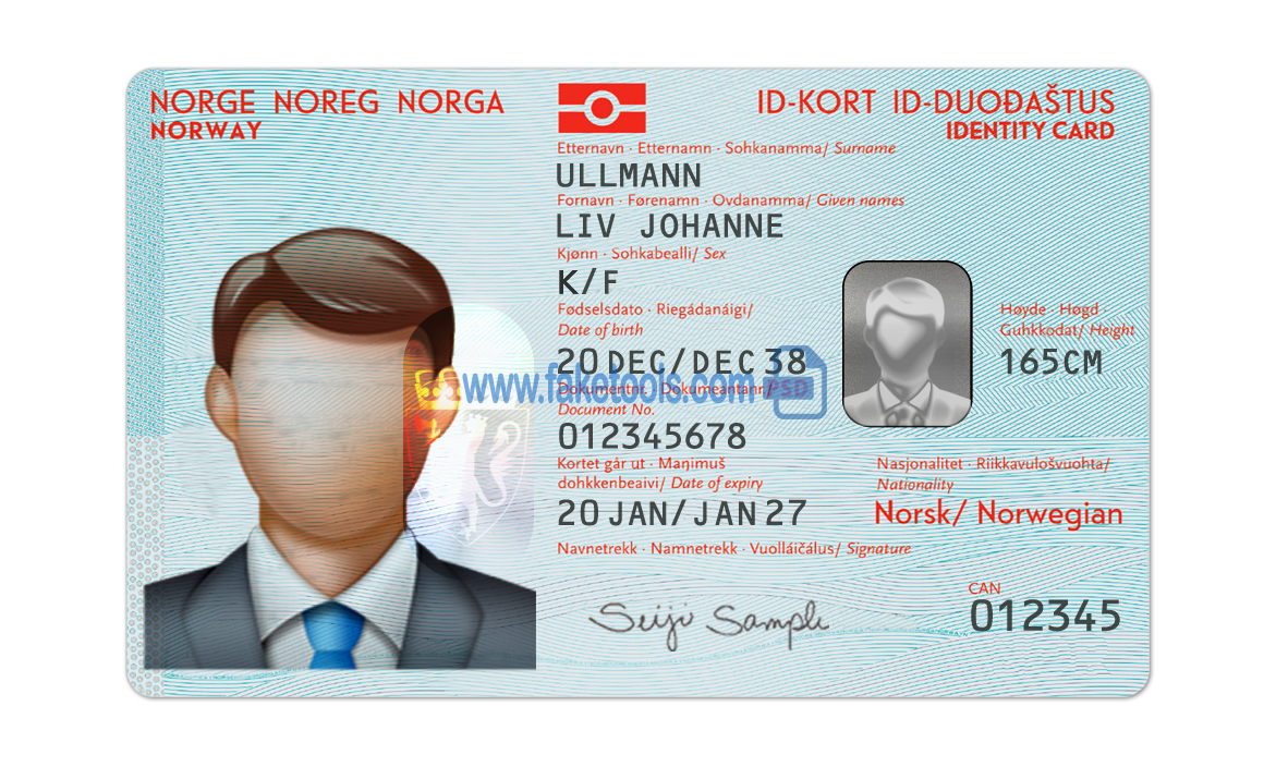 Norway ID Card Psd Template