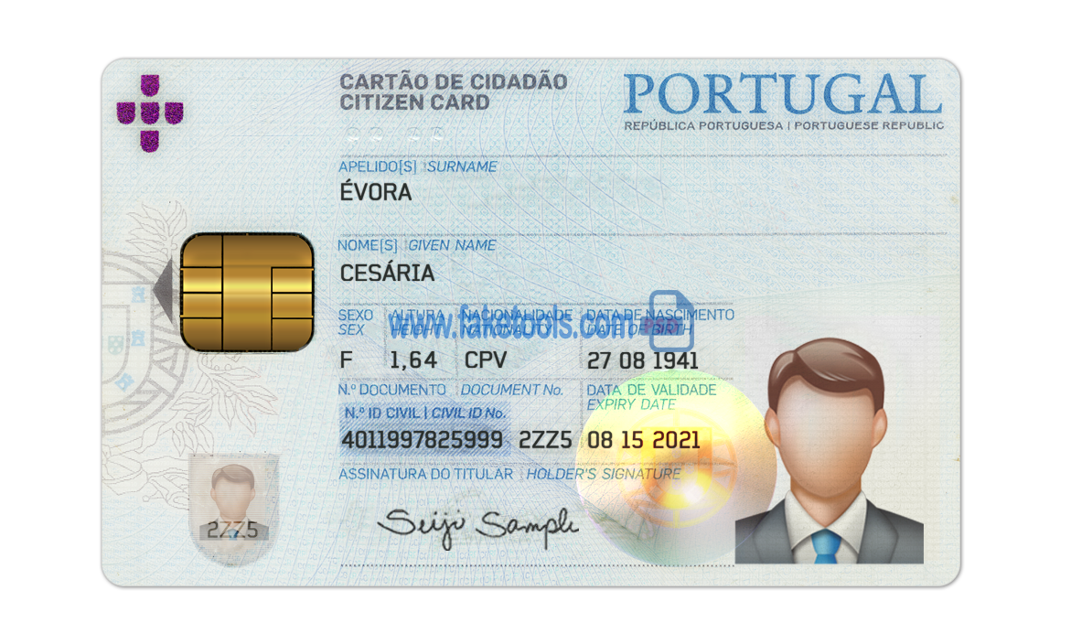 Portugal ID Card Psd Template