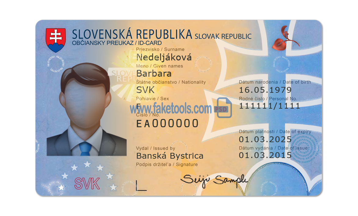 Slovakia ID Card Psd Template