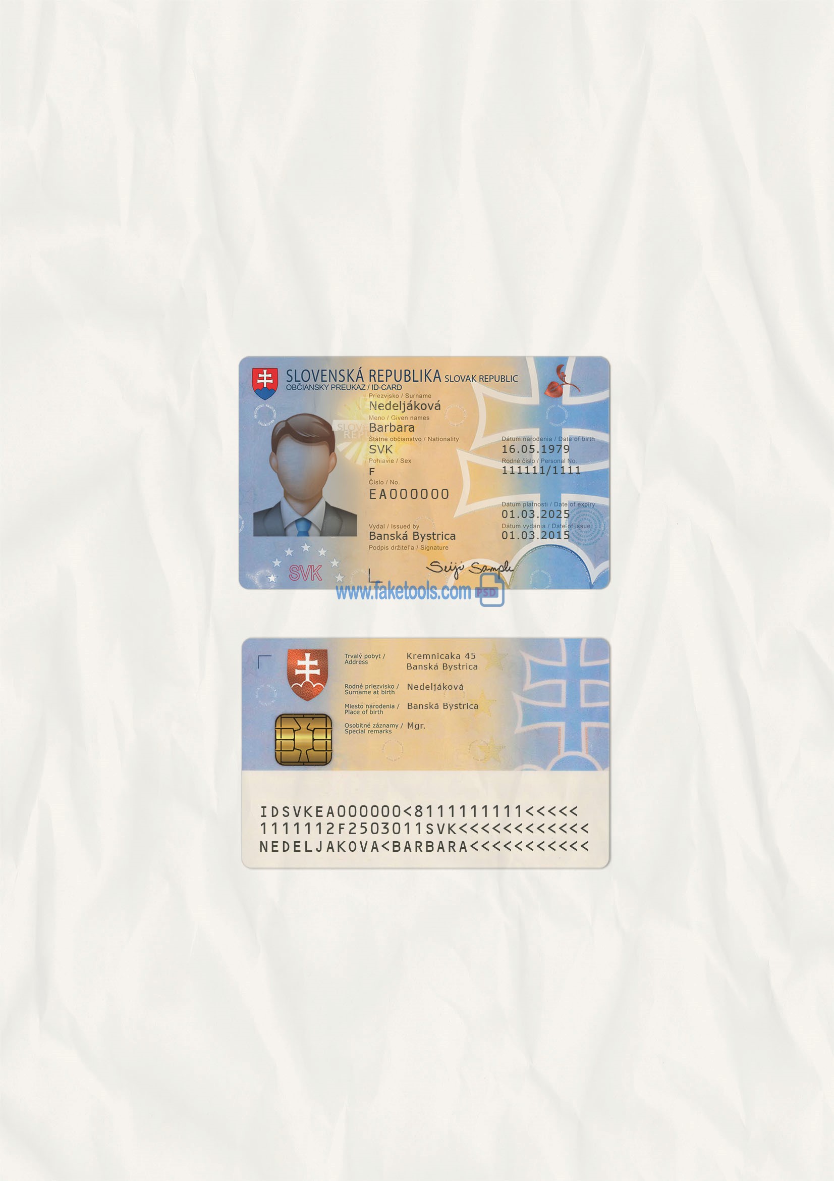 Slovakia ID Card Psd Template