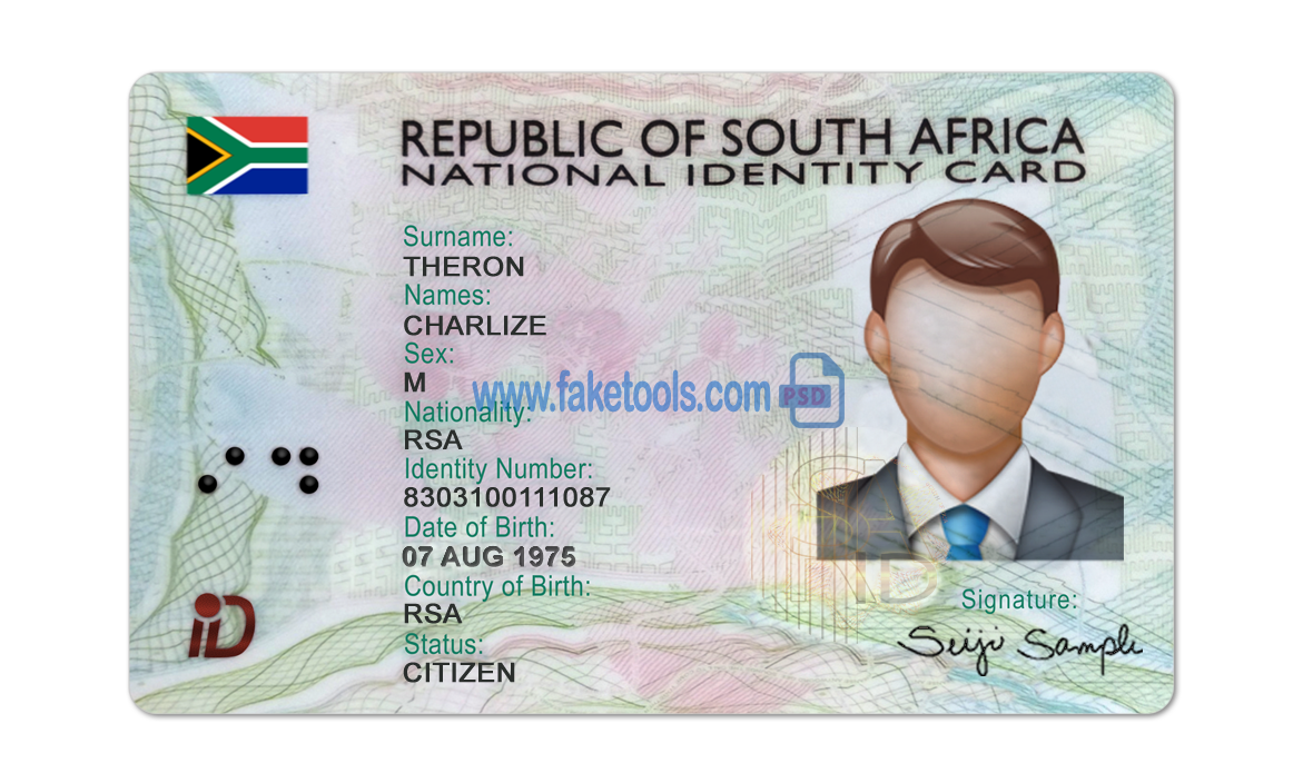 South Africa ID Card Psd Template