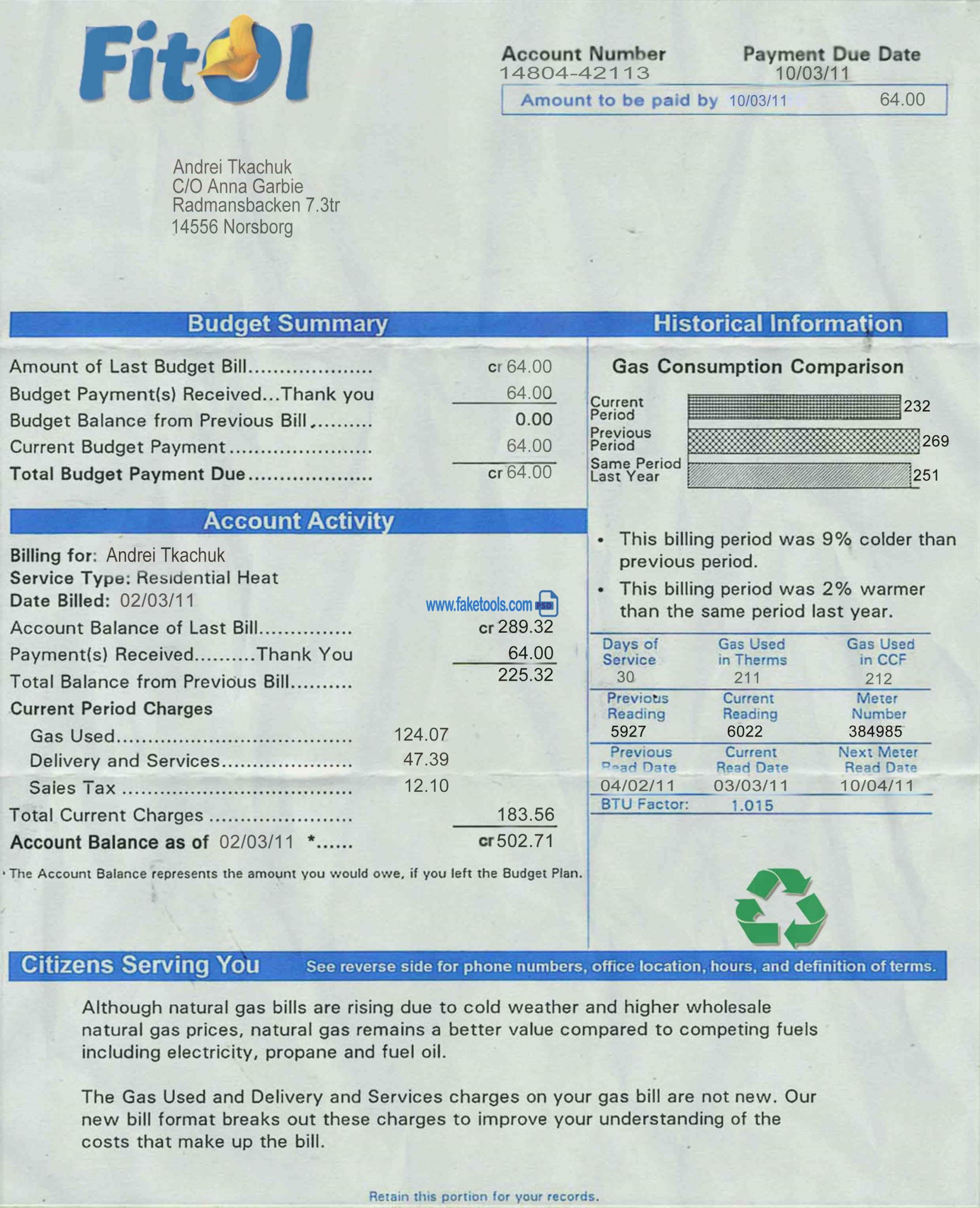 Sweden Utility Bill psd Template: Sweden Proof of address psd template