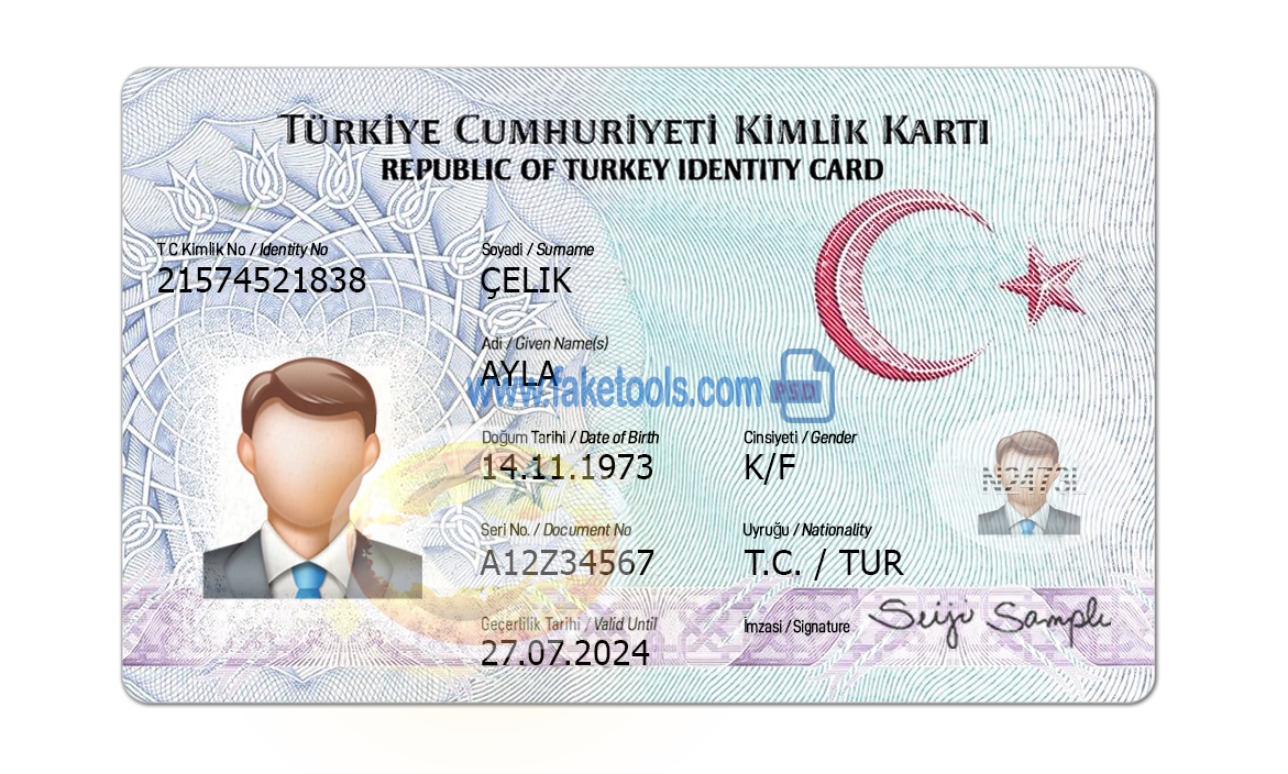 Turkey ID Card Psd Template