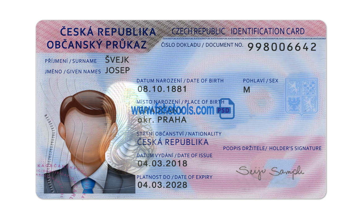 Czech Republic ID Card Psd Template