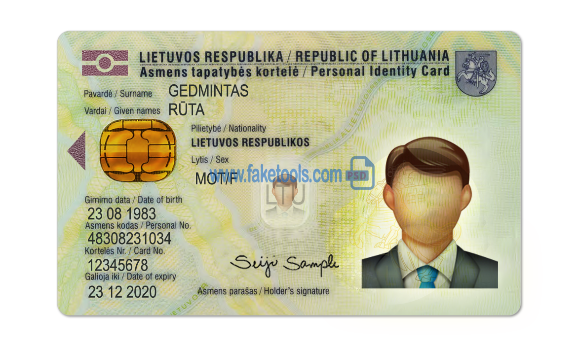 Lithuania ID Card Psd Template