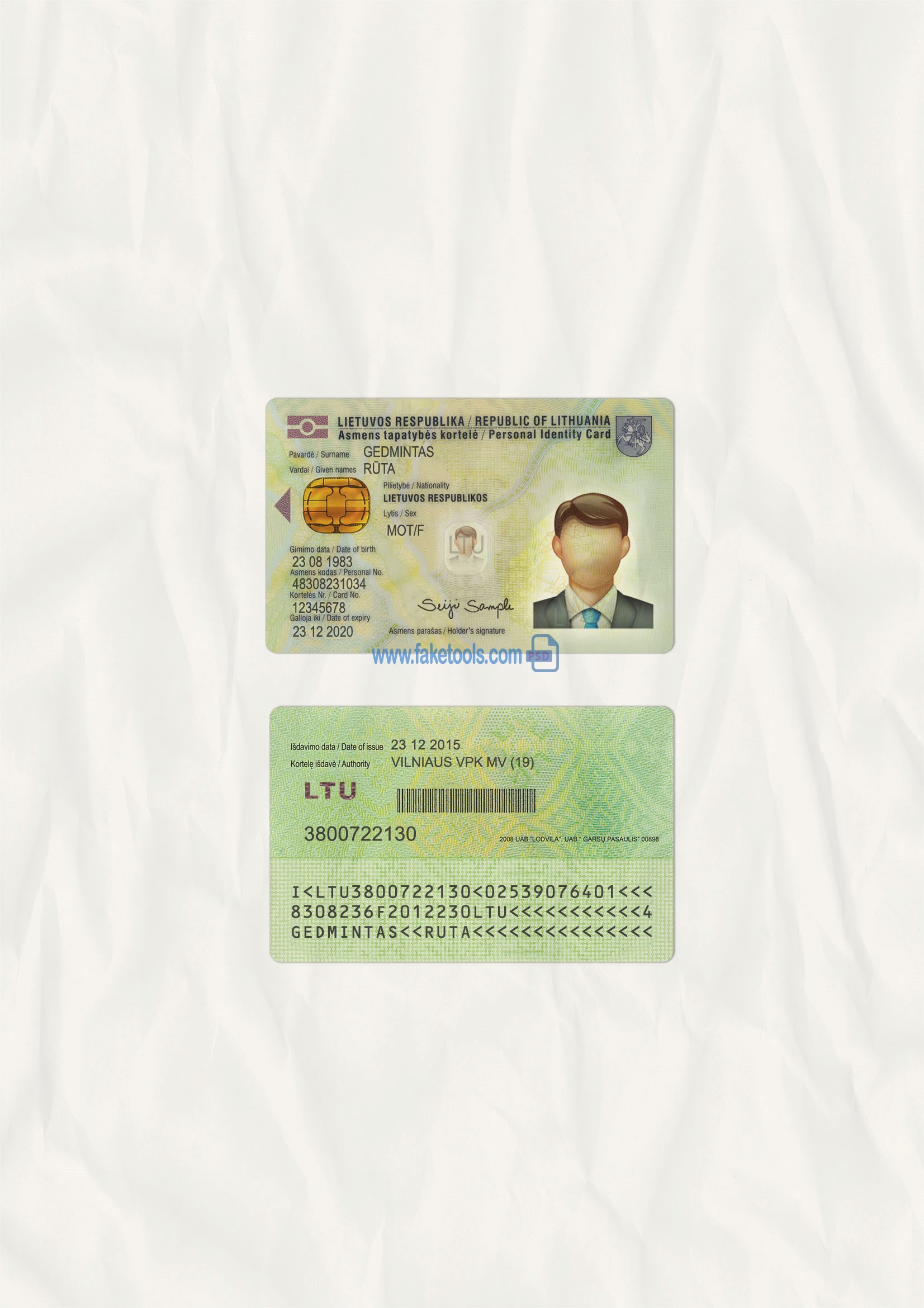 Lithuania ID Card Psd Template