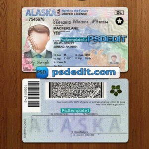 Editable blank Alaska drivers license template psd download New