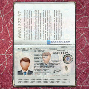 Editable blank Argentina Passport template Psd download