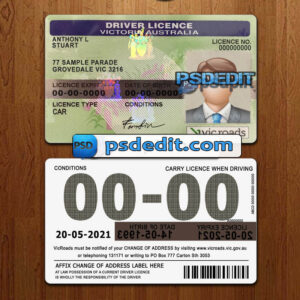 Editable blank Australia drivers license template psd download