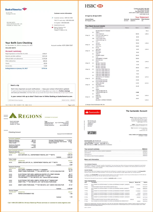 Editable printable blank Bank statement template psd download