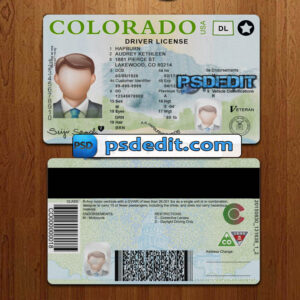 Editable blank Colorado drivers license template psd download