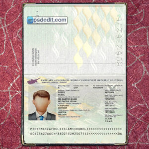 Editable blank Cyprus Passport Template Psd download