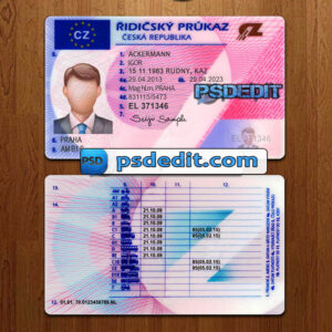 Editable blank Czech Republic drivers license template psd download