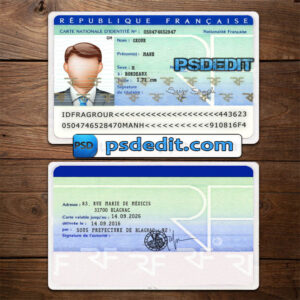 Editable blank France ID Card Template Psd download