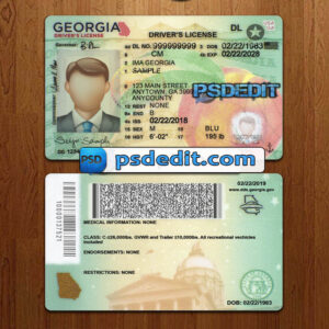 Editable blank Georgia drivers license template psd download