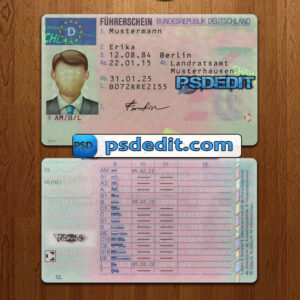 Editable blank Germany drivers license template psd download