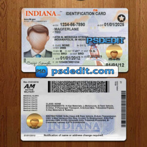 Editable blank Indiana drivers license template psd download New