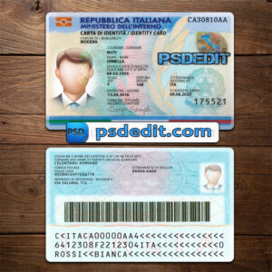 Editable blank Italy ID Card Template Psd download