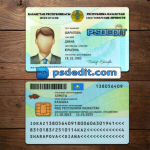 Editable blank Kazakhstan ID Card Template Psd download