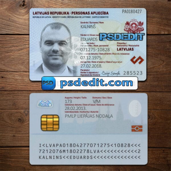 Editable blank Latvia ID Card Template Psd download