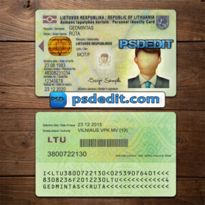 Editable blank Lithuania ID Card Template Psd download