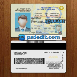 Editable blank Louisiana drivers license template psd download