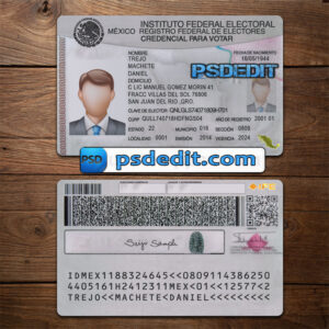 Editable blank Mexico ID Card Template Psd download