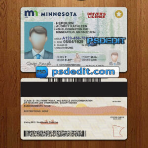 Editable blank Minnesota drivers license template psd download