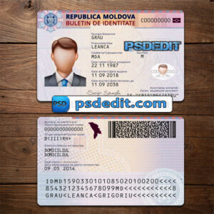 Editable blank Moldova ID Card Template Psd download