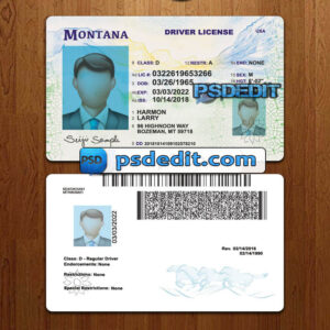 Editable blank Montana drivers license template psd download