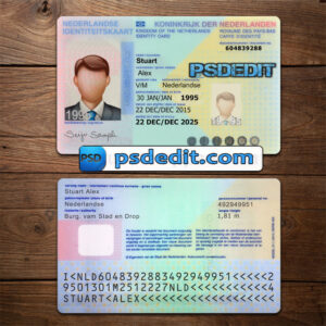 Editable blank Netherlands ID Card Template Psd download