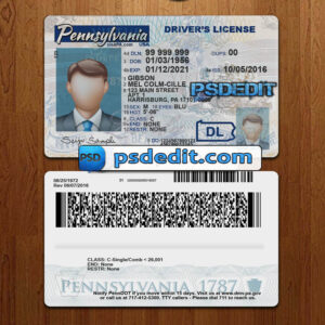 Editable blank Pennsylvania drivers license template psd download