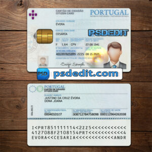 Editable blank Portugal ID Card Template Psd download