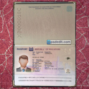 Editable blank Singapore Passport Template Psd download