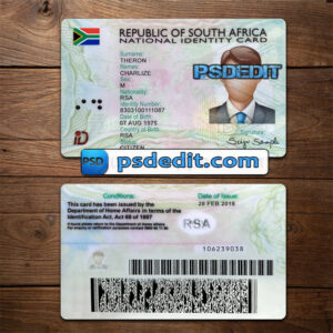 Editable blank South Africa ID Card Template Psd download